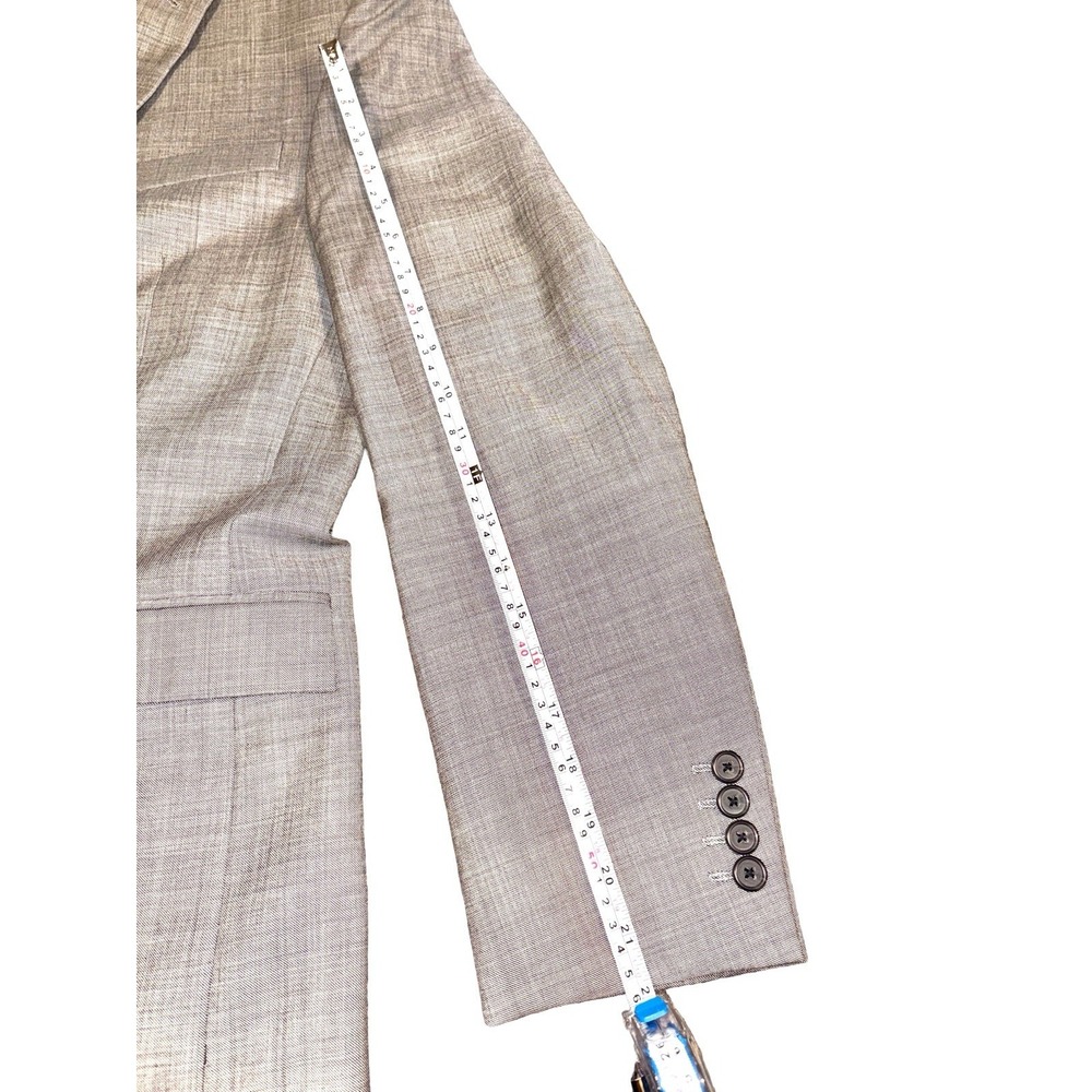 Egara Suit Mens 44R Gray 2 Button 100% Wool Peak Lapel Pants 34x28 Slim Fit - Picture 5 of 12